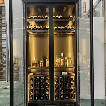 Roostevabast terasest veini kabinet kohandatud Euroopa restoran luksus kelder termostaat kodu veinikeldri teenetemärgi ekraan veini rack