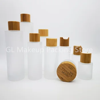 20 ml 30ml 40ml 50ml 60ml 80ml 100ml 120ml bambusest spray pudelit bamboo lotion matistatud klaasist pudel tilguti puidust, bambusest kork