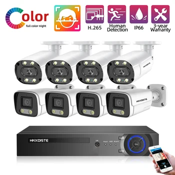 4K Ultra HD Full Värv Öösel videovalve Süsteemi 8CH 8MP H. 265 DVR koos 8MP Väljas AHD CCTV Turvalisus Kaamera Kit XMEYE