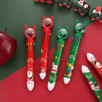 50tk Jõulud 10 Värvi Pastapliiats Cartoon Ülestõstetav Rollerball Pen Kingitused Kooli kontoritarbed