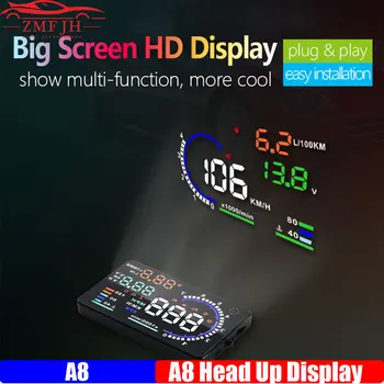 A8 OBD2 EOBD HUD Auto Head Up Display Kiiruse Vee Temperatuur Kütusekulu Esiklaas Projektor Auto Tarvikud