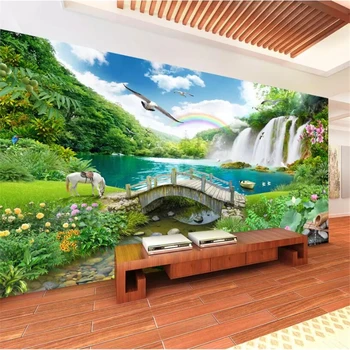 wellyu Kohandatud taustpildi 3d foto seinamaaling обои maaliline maastik maastik juga sild vee elutuba 3d wallpapel murals