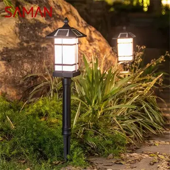 SAMAN Klassikalise Väljas Muru Lamp Black LED Veekindel Päikese Kodu Villa, Tee Garden Teenetemärgi