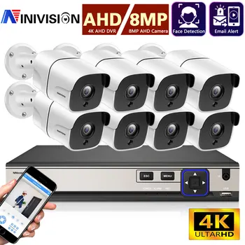 8CH 4K Super HD Video Security System H. 265+ DVR Koos 2/4/6/8X 8MP Bullet Väljas Veekindel CCTV Kaamera Kit AI Avastamine