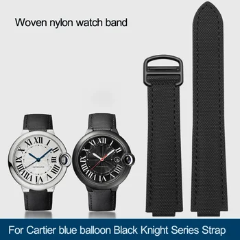 Näiteks Cartier Sinine Õhupall Nailon Lõuend Vöö Must Rüütel Watchband Kumer Liides Meeste Aksessuaarid Käevõru 20.12 mm