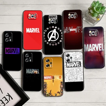 Marvel Avengers logo armas Jaoks Xiaomi Poco F5 X5 C55 C50 M5 M4 X4 X3 F3 GT NFC M3 C3 M2, F2 F1 Pro Silikoon Musta Telefoni Puhul
