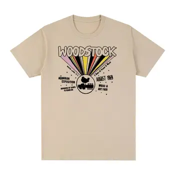 Woodstock Vintage T-särk 1969 rock muusika festival retro Puuvill Meeste T-särk Uus Tee Tshirt Naiste Topid