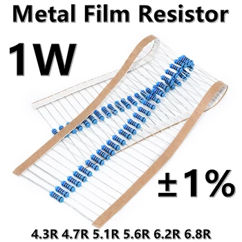 (50tk) 1W Metal Film Resistor 1% viis värvi ring täpselt takisti 4.3 R R 5.1 4.7 R 6.2 5.6 R R R 6.8