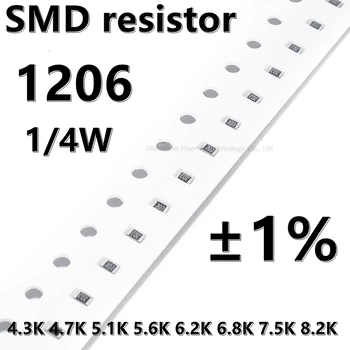 (100tk) 1206 SMD takisti 1% 4.3 K 4.7 K K 5.1 5.6 K 6.2 K 6.8 K 7.5 K 8.2 K 1/4W kõrgem kvaliteet