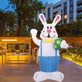 6FT Täispuhutav Easter Bunny Holding Muna Koos Led Tuled, Suur Ülestõusmispühade Inflatables Väljas Teenetemärkide Aed Õue Poole Kingitus