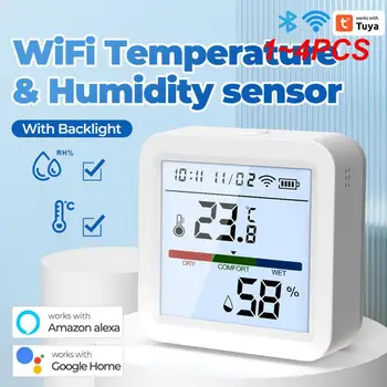 1~4TK Tuya Smart WIFI Temperatuuri Ja Niiskuse Andur Sise-Hygrometer Termomeeter LCD-Ekraan, Tugi Alexa