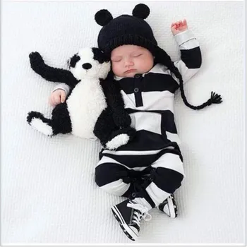 Beebi Sipukad Riided Valge Musta Triibuline Unisex Baby Kostüüm Imiku Pikad Varrukad Jumpsuits Vastsündinud Beebi Tüdrukute Riided