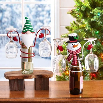 1tk Jõulud Veini Pudeli Klaasi Omanikud Xmas Teemastatud Teenetemärgi 3 Tüüpi, Valikuline Nagid Baar veinikeldri Kapp