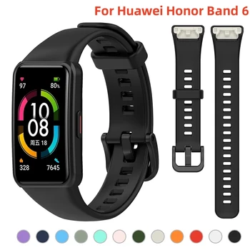 Tahked Värvi Silikoonist Watchband jaoks Huawei Band 6 Originaal Sport Smart Watch Käepaela Asendamine Rihma Huawei Honor Band 6
