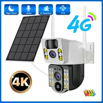 V380 Pro Dual Lens 4G Sim-Solar Kaamera, WiFi, Päikese CCTV Kaamerad IP Traadita Väljas Järelevalve Aku Veekindel Dual Lens 4K