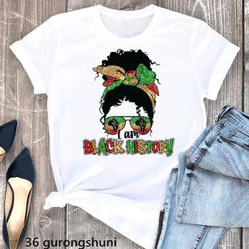 Ma Olen Musta Ajaloo Must Tüdruk Graafiline Print Tshirt Naiste Melaniini Kuninganna Juneteenth Tähistada T-Särk Femme Suvel Tops Tee Särk