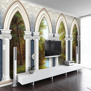 3D Reljeef-Euroopa Stiilis Tapeet Aknas Maastik Art Decor Taust Foto Seinamaaling Kohandatud Kodu Sisekujunduses Maali