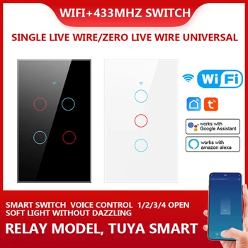 Tuya WiFi + 433MHZ 220V MEILE Touch Smart Home Seina Valguse Lüliti (Neutraalne/nr Neutraalne Traat Kaks-Viis Kontrolli Alexa Google Kodu