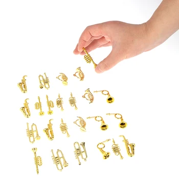 24tk/Set Mini Golden Saksofon Trompet puhkpillid Nukk muusikariista Nukkudele Muusika Maja Baar Nukk Tarvikud