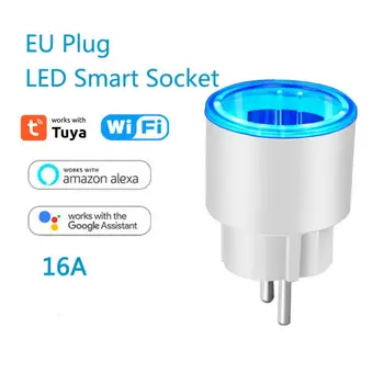 Tuya WiFi Smart Pistik Remote hääljuhtimine 16A EL RGB Arukas Pistikupesa Võimsus Jälgida Töö Alexa Kodu