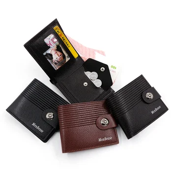 Moodsad triip reljeef-magnet-nupp meeste rahakott lühike õhuke nahk clip-hõbedane kott null rahakott