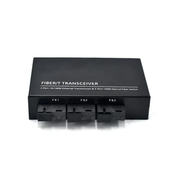3F2E Fiber Optiline Media Converter Ühe Mode 2 RJ45 ja 3 KS-sse, kiu-Port 10/100M Kiudaineid Ethernet Switch