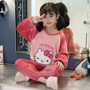 Kawaii Sanrio Hello Kitty Laste Pidžaama Anime Armas Sügis-Talv Mugav Lapp Paksenenud Pikkade Varrukatega Tüdrukute Housewear