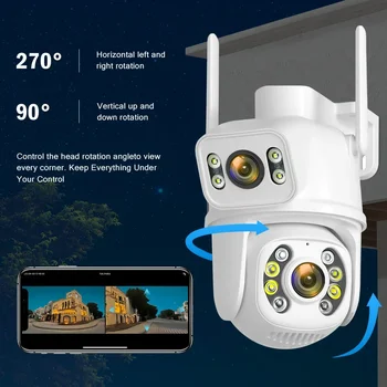 ICsee traadita veekindel järelevalve kaamera inimese keha avastamise värv öise nägemise dual lens, dual screen turvalisus, 6MP/8MP