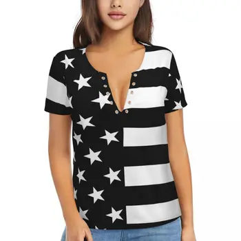 Ameerika Lipp, T-Särk Must ja Valge Y2K Armas T-Särgid Seksikas Sügav V Kaela Lühikesed Varrukad Muster Tops 2024 Naiste Klassikalised Riided