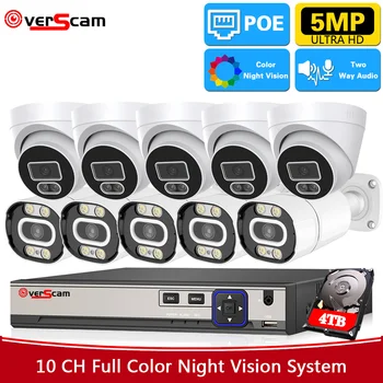 8CH 5MP POE Turvalisuse Kaamera Süsteemi Seadistada kahesuunaline Audio VIDEOVALVE, IP Kaamera, Video Valve Kit 4K 10CH POE NVR Security System Kit