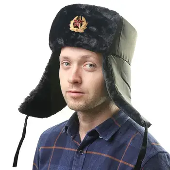 1TK Nõukogude Armee Sõjalise Pääsme Venemaa Ushanka Pommitaja Küülik Kõrvaklapp Trapper Mütsid Müts Faux Talvel Meeste Mütsid sõdur Karusnahk