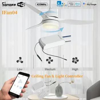 SONOFF IFan04 Wifi Smart Fan Switch Celling Fan/Light Töötleja 433 RF/APP/Voice Smart Home Kontrolli Kiiruse Reguleerimine Alexa Google