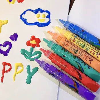 6tk 3D Vahutamine Popkorni Pliiatsid Pundunud Värvi Mulli Pen DIY Akvarell Pliiatsid Maali Kaardid Lapsed Lastele Kingitusi Kooli Kirjatarvete