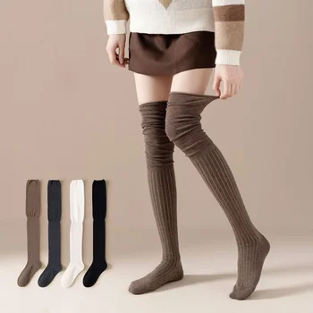 Sügis Villane Kootud Pikad Sokid JK Sukad Naistele Tüdruk säärised (Solid Color Reie Kõrge Sukad Üle Põlve Sokid