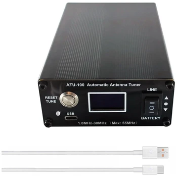 ATU-100 Antenni ja Tuuneri Ham Raadio-1.8-55Mhz Automaatne Antenni Tuuner, Mida N7DDC 100W Avatud Lähtekoodiga Shortwave Koos Akuga Must