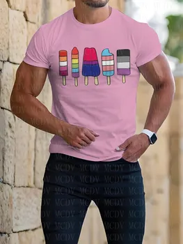 Meeste Lipu Värv Popsicles Casual T-Särk 3D Trükitud T-Särk Suvel TopsThe Värvikas Parim Ta Teda Auk LGBT3D Trükitud T-Särk