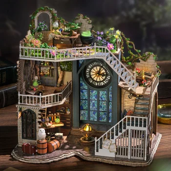 CUTEBEE DIY Kääbus Mannekeeni Maja Komplekt Puidust Nukumaja Roombox Magic Töötuba Garden Light Tüdrukute Täiskasvanute Kingitused Jõulud