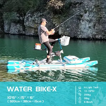 Spatium Täispuhutav Kaasaskantav Vesi Bike Jalgratta Pedaali Paat Järve Ühe Leek Taevas Sinine Pontoon