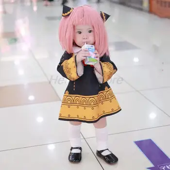 Anime Spioon x Pere Anya Võltsija Cosplay Kostüüm Lapsed Täiskasvanud Must Kleit Kawaii Girls Naiste Kleit Roosa Parukas Partei Rolli Mängida Varustus