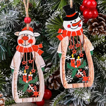 Jõulukaunistused Xmas Puu Puidust Ripatsid Õõnes Välja, Puit Küünal Käsitöö Rippuvad Ornament DIY Uus Aasta Kodu Decor Lapsed Kingitus