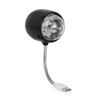 USB-Disko Pall Lamp, Pööramine, RGB Värviline LED-Etapi Valgustus Pool Pirn Koos 3W-Raamat, Valgus, USB Toitega (Must)