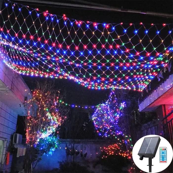 Solar / EL/USA Kardin LED-Haldjas String Net Silma Jõulud 3x2m Pool Pulm Uus Aasta Vanik Väljas Aia Kaunistused