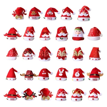 Unisex Kootud Santa Hat Vanem Kids Müts Ainulaadne Värv Sobitamise Silmkoelised Jõulud Santa Hat Täiskasvanud Uue Aasta Esitleb M6CD