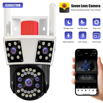 CANSITUM kolm ekraanid WIFI IP HD Outdoor PTZ Kaamera 8X Suurenduse Kolme Objektiivi Kolm Ekraanid CCTV Video Kaamera Security Kaitse