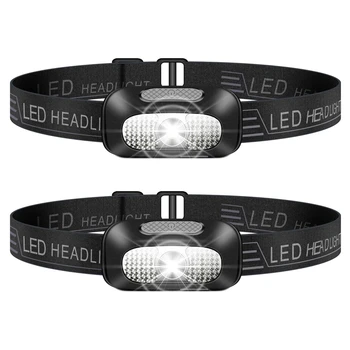 2 Pack LED Head Light Väljas Pea Tuli 5 Režiimid esilaternad Telkimis-Mägironimine, Matkamine Kalapüük Öö Lugemise Töötab