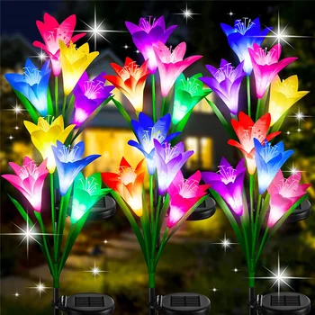 Väljas Päikese LED Flower Garden Light Multi-Värvi Simulatsiooni Lily Countyard Lamp Rada Aed Veekindel Dekoratiivsed Muru Lamp