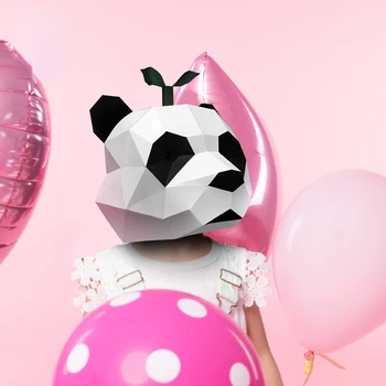 3D Paber Hallituse Panda Pea Mask Peakatted Mudel Halloween Cosplay Rekvisiitide Naised Mehed Lepinguosalise Kleit Üles DIY Käsitöö Maskid