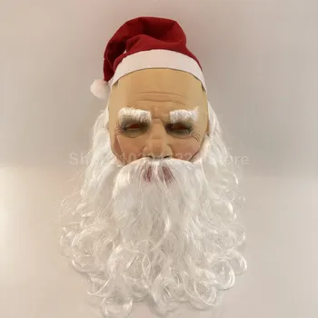 Jõulud rollimäng Jõuluvana maski, lateks pea kate, valge habe, vanaisa, red hat, vanaema lateksist mask