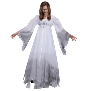 Tüdrukud Pika Valge Õudus Kleit Naine Zombie Halloween Kostüüm Vaimu Vampiir Pruut Kleit Üles Cosplay Ühtsed Suured Suurused M-XXL