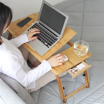 Bamboo Bed Sülearvuti Kokkuklapitavad Lauad Jahutus Laua Lihtne sahtliga Reguleeritav Arvuti Desk Laisk Ühiselamu Uuringu Lauad